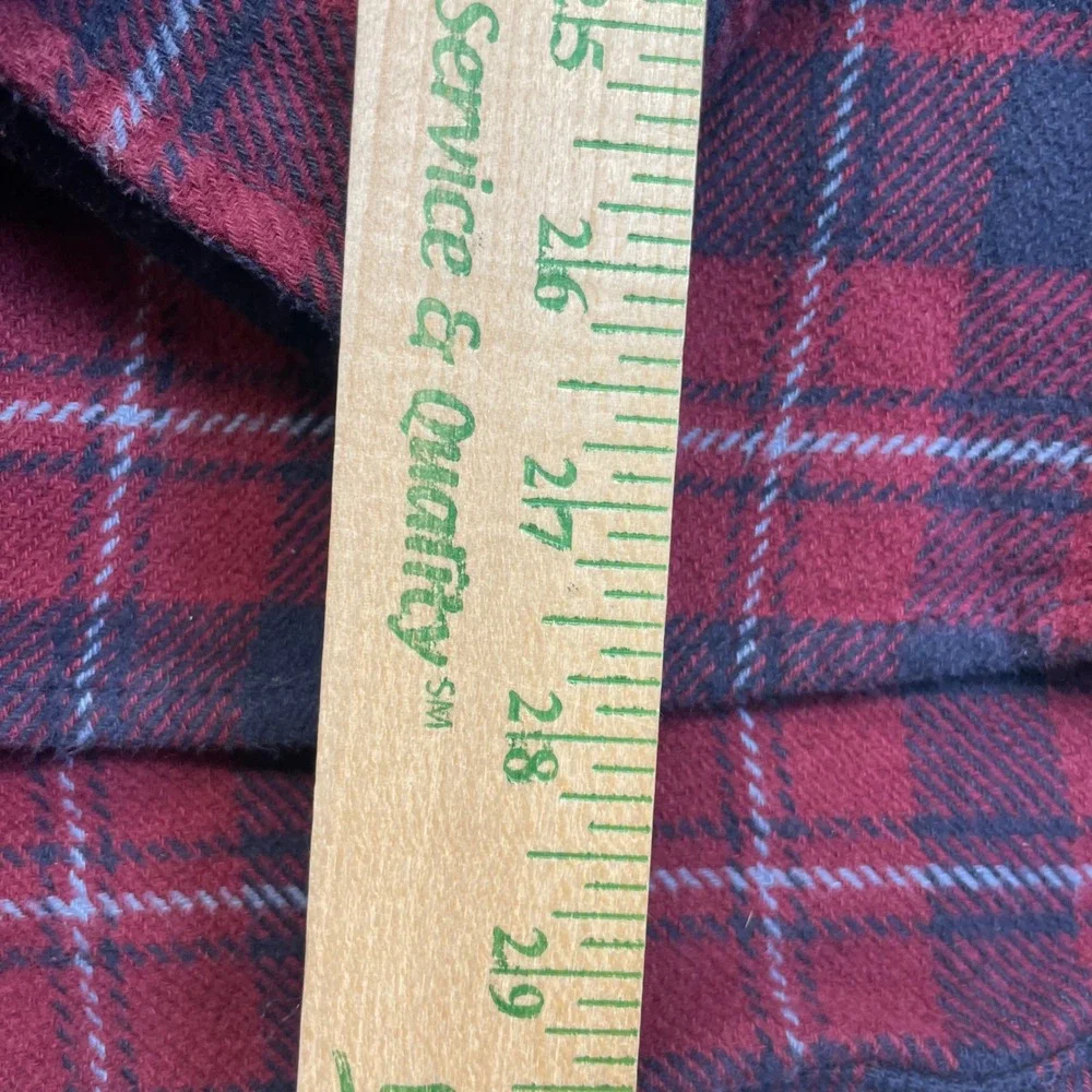 Orvis Shacket Mens XL Red Blue Plaid Fleece Lined Heavyweight Flannel 1312517